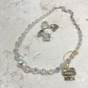 Vintage Laguna crown jewelry choker and clip earrings